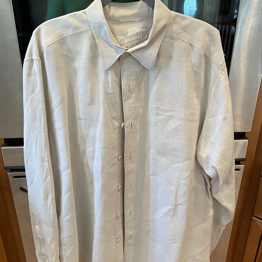 Tommy Bahama XL long sleeve shirt, beige, 100% linen